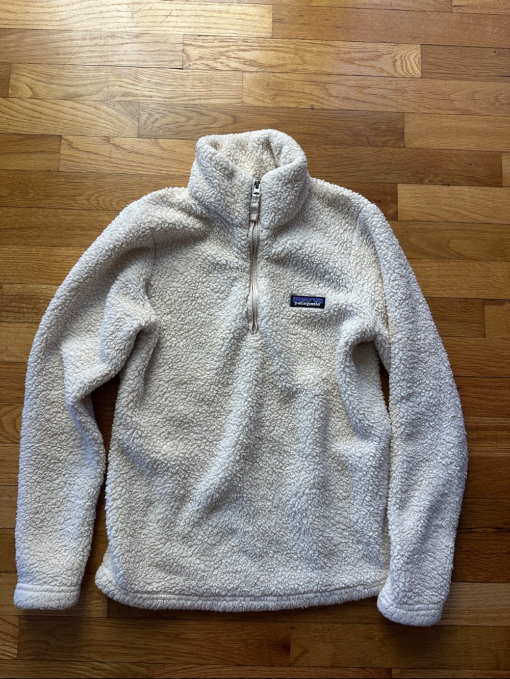 Patagonia Cream Sherpa Quarter-Zip Fleece Pullover